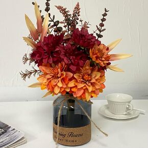 Leftover Fake Flowers in Vase,Artificial Flowers in Vase,Table Centerpieces for Dining Room,Flower Centerpieces for Tables,Faux Flowers in Vase,Kitchen Table Decor,Coffee Table Decor…