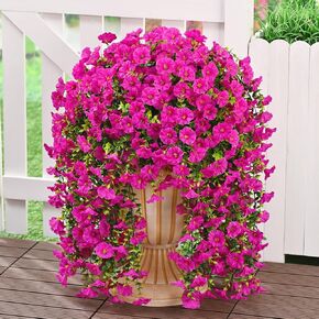 Martine Mall 2 PCS تبدو أزهارًا اصطناعية حقيقية للهواء الطلق ، والزهور المعلقة الاصطناعية الواقعية للهواء الطلق ، وأشعة مصنعة للأشعة فوق البنفسجية ، حريرية ،