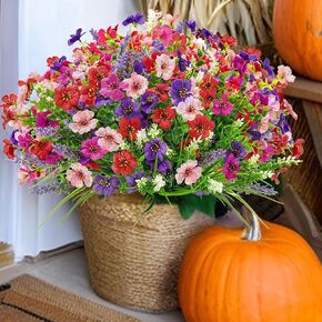 Der Rose 24 Bundles Artificial Flowers for Outdoor Fake Flowers Plants UV Resistant for Home Garden Porch Window Wedding Decor