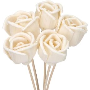 Pack of 5 Natural Rattan Reed Diffuser Sticks Set – 9Inch Decorative Flower Stick Diffusers for Home Office – Empty Fragrance Aroma Replacement Flowers Decor Rose Wood