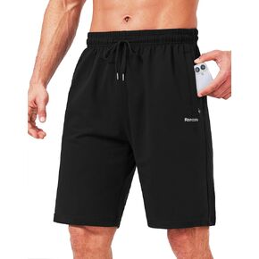 Mens Cotton Shorts Sweat Athletic Shorts for Men, Lounge, Gym, Yoga, Workout with Zipper Pockets