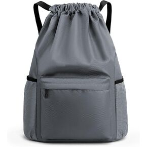 Drawstring Backpack, Small Gym Bag with Wet & Dry Compartment, Basketball Bag Sackpack for Men Women, Sports Bag Backpack for Swim Soccer Accessories Essentials, Navy Blue, Size L
