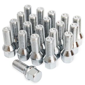 MYCHEINSEN 20PC M14x1.25 Lug Bolts Fit for BMW 2-Series 3-Series 4-Series 5-Series 6-Series 7-Series X1 X2 X3 X4 X5 X6 M3 M4 M5 M6 i3 i8, M14x1.25 Lug Bolts Silver 28mm Shank Length Conical Seat