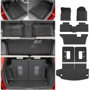 Floor Mats Compatible with 2016-2024 2025 Dodge Durango 7 Seats Cargo Mat Back Seat Cover Protector 2023 Durango Accessories (Fit 7 Seats, 3rd Row Backrest Mats+Trunk Mat+Floor Mats)