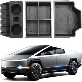 Lower Center Console Organizer Cup Holder Compatible with Tesla Cybertruck Accessories,Glove Box Mats Set of 7 Interior Storage Box Insert Tray for Cyber Truck 2024 Accessory,7PCS