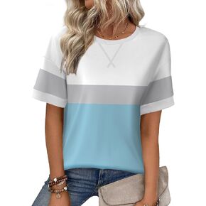 Zeagoo Womens Summer Tops geverize Crewneck Short Served Sterts Discal Souldshirs 2025 Basic Tee Blouse