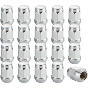 M12x1.5 CAR Bulge Acorn Lug Nuts ، 20pcs Carbon Carbon Steel Lug Lug Nut ، وملحقات استبدال الجوز لعجلة السيارة ، متوافقة مع Lacrosse Equinox Impala (Silver)