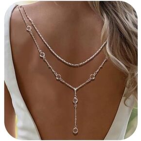 Crystal Bead Layered Back Chain Sexy Backless Rhinestone Necklace Body Jewelry for Women Bridal Wedding Backdrop Dress Accessories for Women in Kuwait