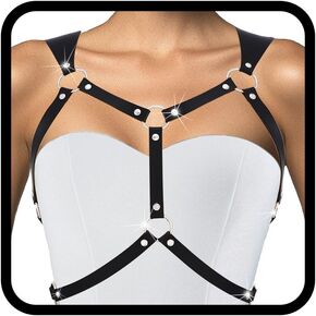 BODIY Leather Chest Belt Punk Black Chest Harness Fashion Bra Chain Adjustable Body Accessories for Women