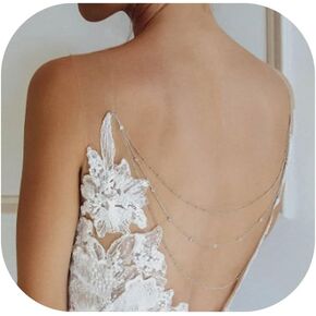 Rhinestone Layered Waterdrop Back Chain Sexy Backless Crystal Necklace Bridal Wedding Backdrop Dress Accessories Body Jewelry for Women