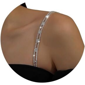1Pair Sexy Women Rhinestone Shoulder Straps Jewelry Crystal Strap Chain Detachable Rhinestone Underwear Chain Bridal Wedding Bra Shoulder Jewelry