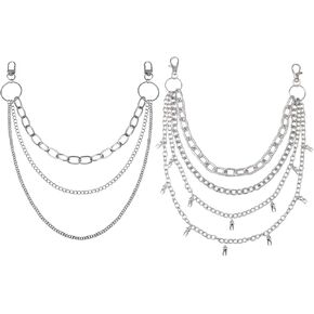 2 PCS سروال سروال سلاسل جينز سلاسل محفظة سلسلة الجيب سلسلة الشرير الهيب هوب القوطي الإكسسوارات الصخور للنساء والرجال