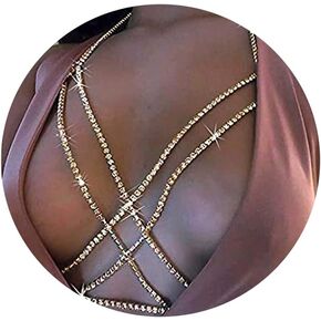 Sexy Body Chain Fashionable Multi-Layer Cross Body Chain Nightclub Sparkling Rhinestone Chest Chain Women's Body Accessories