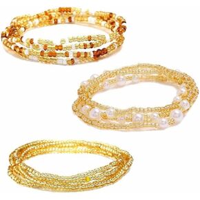 Waist Bead Chains 3 Pieces African Belly Chains Body Jewelry for Women