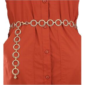 O-Ring Waist Chain Belt Women Gold Silver Body Chain Bridal Metal Festival Belts for Dress