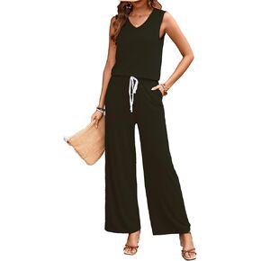 MSLG Women's Summer اثنين من قطعتين مجموعات محصول بلا أكمام أعلى مرنة عالية الخصر الساق واسعة الساق صالة STITSUT SET 675