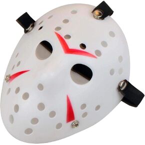 Gmasking Horror Halloween Costume Hockey Mask Party Cosplay Props (White-Red)