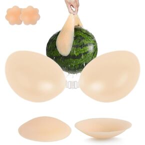 Sticky Bras Push Up Invisible Adhesive Bra, Reusable Silicone Backless Strapless Bra with Nipple Covers
