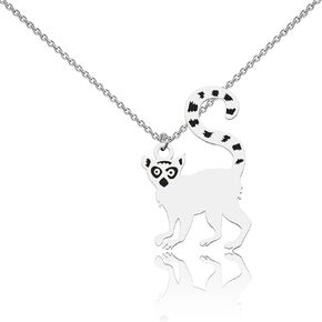 WUSUANED Madagascar Lemur Catta Necklace Ring-tailed Lemur Jewelry Lemur Gift Monkey Animal Lover Gift Madagascar Gift