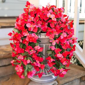 Bougainvillea Artificial Hanging Flowers Plants for Outdoors Decoration, 2pcs Fake Flowers Hot Pink Bougainvillea Vines Realistic UV Resistant Silk Flowers for Outside Planter Porch Patio Urn