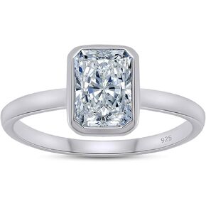SAVEARTH DIAMONDS Multi Shape Lab Created Moissanite Diamond Bezel Set Solitaire Engagement Ring In 14K Gold Over 925 Sterling Silver Jewelry (VVS1 Clarity)