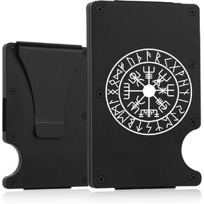 THTCSQ Vikings Gift,Minimalist Personalized Engraved Metal Wallet,Slim Wallet for Men,Nordic Norse Amulet wallet,Vikings Warrior wallet Norse Gods Gifts (Vikings Gift)