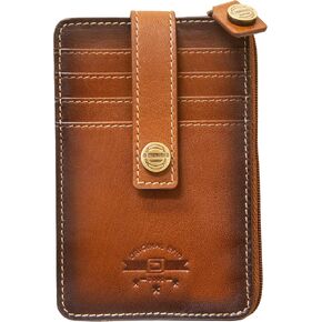 ID Stronghold RFID Mega Mini Wallet Slim Wallet Genuine Leather with Zipper (Red)