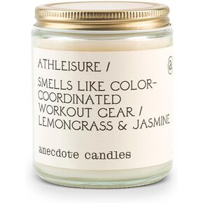 Anecdote 'Athleisure' Coconut Soy Wax Candle Jar | Premium Hand Poured & Long Burning | Lemongrass & Jasmine Scent | Phthalate-Free | for Home, Office, Gift - 7.8 Oz