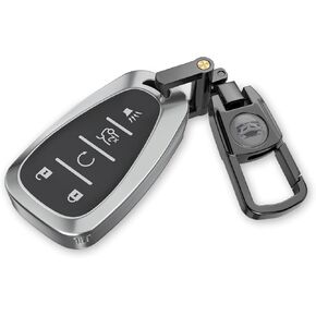 For Chevy Key Fob Cover with Keychain.No Screws Required for Installation. Compatible with Chevy Equinox Malibu Camaro Cruze Trailblazer Traverse Blazer Sonic Volt Bolt(Gradient Pink, 5 Button)