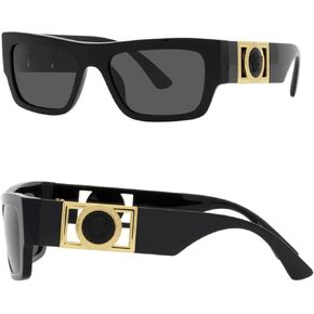 Versace VE4416U مستطيلات غير مستقاة غير مستقطب للرجال-إطار أسيتات أسود مع المعابد ، مجموعة eshades yewear مجموعة