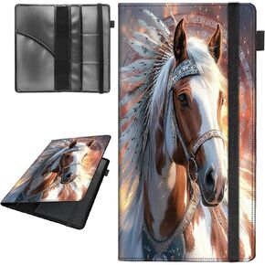 Car Registration and Insurance Holder,Leather Vehicle Glove Box Organizer Wallet for Document, for any Car,Truck,Motorcycle,Driver License,Trailer or Boat,Men & Women,Brown White Appaloosa Horse