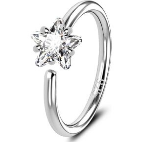 JOWSEEN 925 Sterling Silver Flase Rings Hoops 20g طوق الأنف حلقة النجمة أنف ثقب المجوهرات مكعب الزركونيا الغضروف بأقراط حلزونية القبور tragus الأقراط للنساء