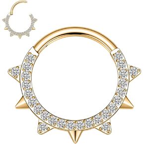 FUNLMO Septum Ring Daith Tragus Helix Rook Piercing Jewelry Cartilage Earring 316L Surgical Steel Cube Zirconia Nose Ring for Women Men 16G
