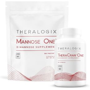 Theralogix TheraCran One + Mannose One Bundle, 90 Count & 7.05 Ounce (Pack of 2)