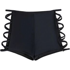 SweatyRocks Women's Criss Cross Swim Shorts High Waisted Bathing Suit Bottoms Swimwear