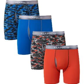 Hanes® Ultimate X -Temp Total Pouch Buck Long Long Leg Boxer - 4 Pack (Small) Blue/Black
