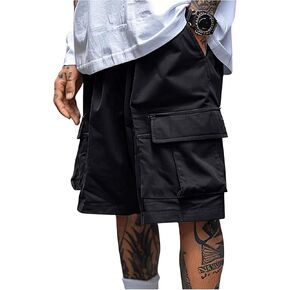 Men's Casual Cargo Shorts Drawstring Waist Outdoor Travel Hiking Shorts with Multi Pockets