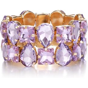 EleQueen Wedding Party Costume Bracelet for Women, Rhinestone Crystal Stretch Bangle for Bridal Brides