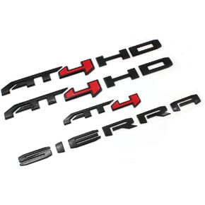 6PCS Black Red AT4 HD Emblems Sierra Letters Compatible with 2019-2024 Sierra 2500HD 3500HD (Black Red)