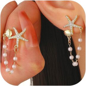 Starfish Earrings Gold Shell Dangle Earrings Women Beach Fashion Summer Beach Vacation Essentials Outfits for Women Beachy Ocean Jewelry Gifts