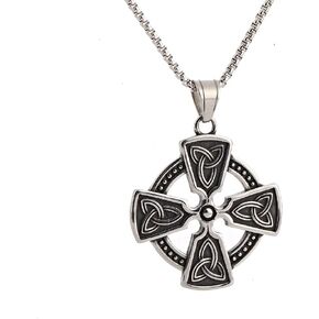 TURTLEDOVE Trinity Celtic Cross Necklace - Stainless Steel Triquetra Knot Irish Pendant - Jesus Crucifix Cross in Kuwait