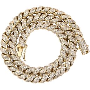 ICEDIAMOND 10mm Gold Plated Creative Retro Helix Cables Design Rope Chain Necklace, Iced Out Bling CZ Lab Diamond Hip Hop Charm Jewelry for Men