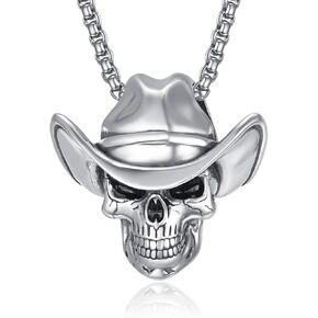 Skull Necklaces for Men, 925 Sterling Silver Mens Pendant Necklace, Cool Gothic Skull Jewelry Halloween Jewelry Gifts for Men Husband Him Father Son