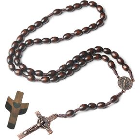 Handmade Wooden Rosary Bead,Catholic Rosaries,Crucifix Pendant,First Communion Gift for Men&Women Baptism Gift Solid Colored Simple Style Rosary Beads Gifts for Mother,Grandma,Elders Christian Gifts