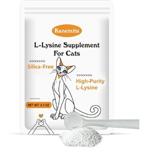 Lysine for Cats Powder, L-lysine Supplement Immune Support, L Lysine Kitten Eye Sneezing, Runny Nose Relief, Squinting, Watery Eyes, Llysine Silicon Dioxide Free 5.3OZ