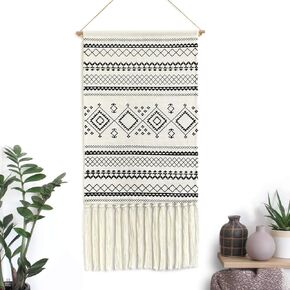 Dremisland Macrame Worged Wall Hanging Tapestry- Boho Chic Bohemian Home Decor Decore الهندسة الفنية ديكور Booho- زخرفة باب غرفة النوم الشقة ، 17.7 "W x 32" L (Sendia-Black)