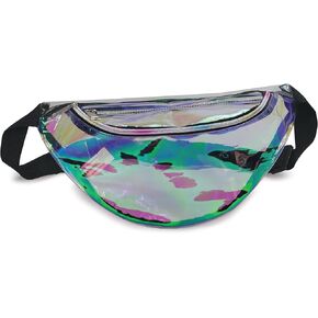 Clear Holographic Fanny Pack | 5L Iridescent See Through Belt Bag | Adjustable, Fits Up to 50" Waist, Ideal for Hiking, Running & Travel