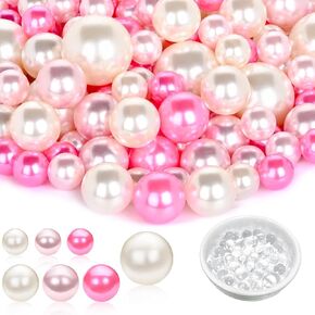 Gold Yellow Floating Beads for Centerpieces, 160PCS No Hole Faux Pearls and 3000PCS Water Beads for Vase Filler, Round Glossy Polished Beads for Table Scatters, Wedding Party, Home Decor, 10/14/20mm