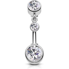 Cocharm Top Dangle Belly Button Rings 14g خواتم سرة فضية للنساء Dangly Percing Jewelry Stainly Steeld