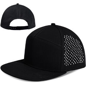 Big Head L/XXL Flat Brim Hat Adjustable Water-Resistance Performance Snapback Cap 7 Panel Hats for Men in Kuwait